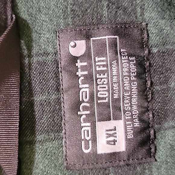 Carhartt Loose Fit Heavyweight Flannel Plaid Long Sleeve Shirt Size 4XL - Picture 3 of 9